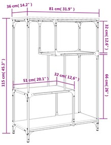 Estante 81x36x115 cm derivados de madeira e aço cinzento sonoma