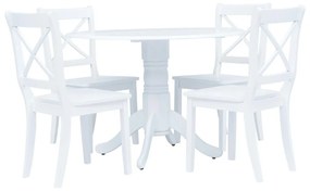 5 pcs conjunto de jantar madeira seringueira maciça branco