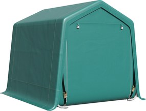 Abrigo de Exterior para Ferramentas Bicicleta 2,4x2x2,02 m Abrigo de Armazenamento com 2 Portas  Anti-UV para Jardim Verde