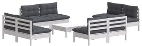 9 pcs conj. lounge de jardim com almofadões antracite pinho