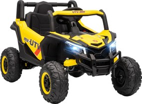 Carro elétrico infantil UTV de 12 V, buggy elétrico infantil com controlo remoto, 96 x 61 x 56 cm, amarelo