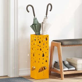 vidaXL Suporte para Guarda-Chuva Amarelo mostarda Metal Compacto