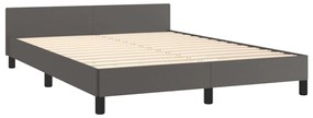 Estrutura cama c/ cabeceira 140x190cm couro artificial cinzento