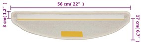 Tapetes de escada 15 pcs 56x17x3 cm branco
