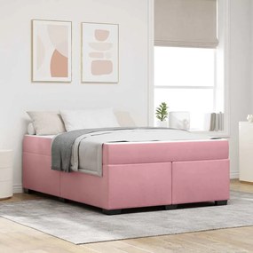 vidaXL Estrutura de cama com colchão Outros Rosa 140 x 200 cm Veludo