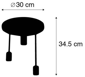 Candeeiro de teto moderno preto 3 luzes - Facil Moderno