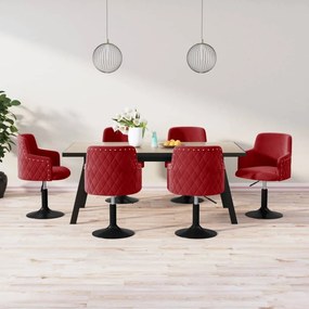 vidaXL Cadeiras de jantar giratórias 6 pcs veludo vermelho tinto
