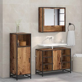 vidaXL Conjunto de Móveis para Banheiro com porta 3 pcs Madeira Antiga