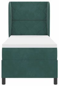 Cama com Estrado e Colchão Verde Escuro 80x200 cm - Veludo