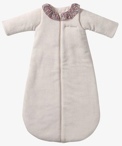 Saco de bebé em polar com gola em tecido Liberty ENVIE DE FRAISE personalizável  rosa-pálido