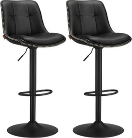 Bancos de bar ajustáveis com encosto e assento acolchoado | VASAGLE | 42,9 x 48,1 x 114,1 cm | LJB095B01.