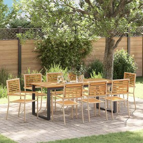 vidaXL Conjunto de Jantar para Jardim 9 pcs Bege 200 x 90 x 75 cm