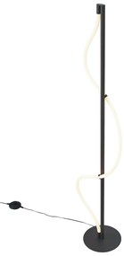 Candeeiro de pé moderno preto com LED regulável em 3 níveis - Twirl Moderno