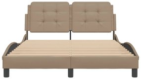 Estrutura cama cabeceira 140x200 cm couro artificial cappuccino