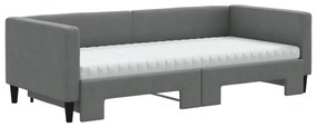 Sofá-cama c/ gavetão e colchões 90x190cm tecido cinzento-escuro