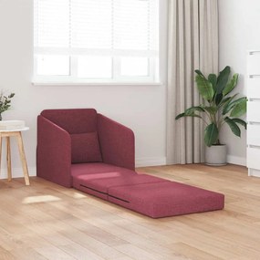 Sofá Cama de Chão 2-em-1 Vermelho Vinho 65x80x83 cm Tecido