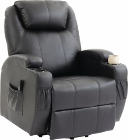 Poltrona elevatória elétrica 83 x 95 x 107 cm, poltrona relax elétrica, apoio para os pés, encosto reclinável, porta USB, preta