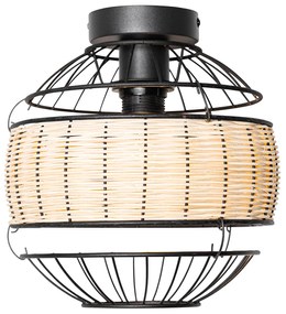 Candeeiro de teto oriental preto com ráfia 25 cm - Emir