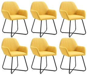 vidaXL Cadeiras de jantar 6 pcs tecido amarelo