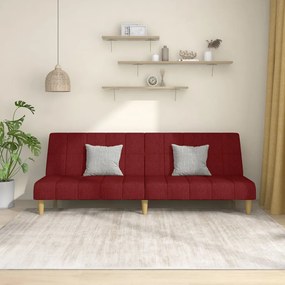 Sofá-cama de 2 lugares tecido vermelho tinto