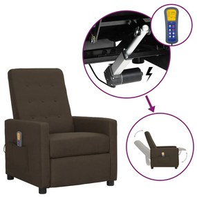 vidaXL Poltrona elevatória de massagens tecido castanho