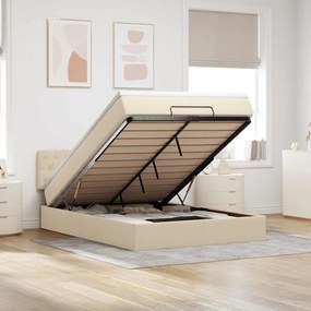 Cama otomana com colchão 140x200 cm tecido creme