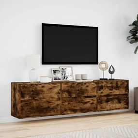 Móvel de parede p/ TV c/ luzes LED 180x31x45 cm carvalho fumado