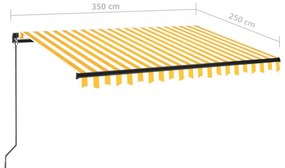 Toldo retrátil manual 350x250 cm amarelo e branco