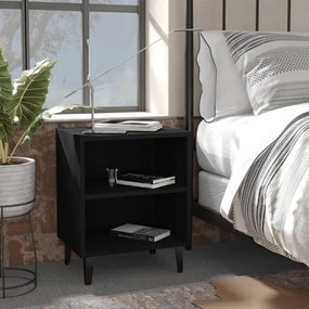 vidaXL Mesas de cabeceira pernas em metal 2 pcs 40x30x50 cm preto