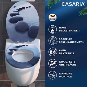 Assento sanitário com design em pedra e descida automática 45,7 x 38 cm Cinzento