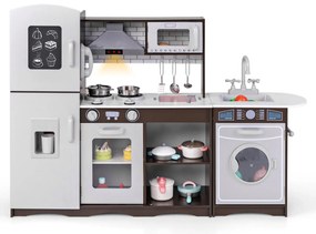 Conjunto de bancada de madeira para crianças com painel perfurado e prateleira de armazenamento