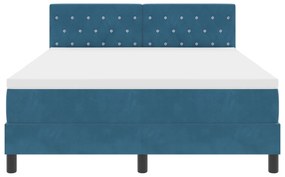 Cama Box Spring vidaXL com Colchão Azul Escuro 160x200 cm Veludo