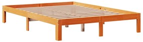 Cama sem colchão 140x190 cm pinho maciço castanho-mel