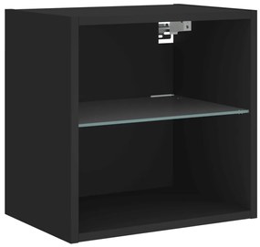 Mesa de cabeceira de parede com luzes LED preto