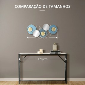 HOMCOM Decoração de Parede de Metal Espelho de Folhas de Flores 3D Arte de Parede Suspensa para Sala de Estar Dormitório Escritório 65x29cm Multicor
