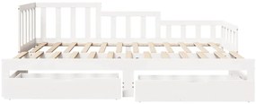 Sofá-cama com gavetão e gavetas sem colchão 90x190 cm branco