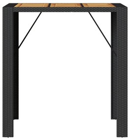 Mesa de bar para jardim com tampo em acácia vime PE preto