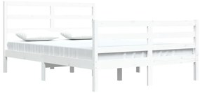 Estrutura de cama 140x200 cm madeira de pinho maciça branco