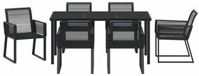 Conjunto de Jantar de Jardim de 7 Peças em Rattan Preto