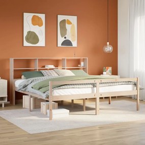 vidaXL Cama com estante sem colchão 180x200 cm pinho maciço