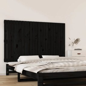 Cabeceira de parede 147x3x90 cm madeira de pinho maciça preto