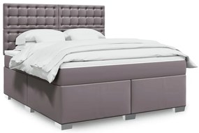 vidaXL Cama com molas/colchão 180x200 cm couro artificial cinza