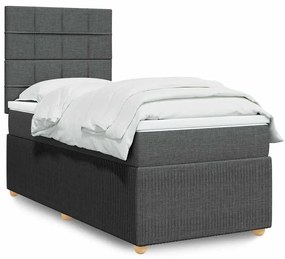 vidaXL Cama com molas/colchão 100x200 cm tecido cinza-escuro