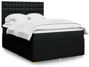 Cama com molas/colchão 140x200 cm tecido preto