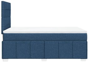 Cama boxspring com colchão 120x190 cm tecido azul