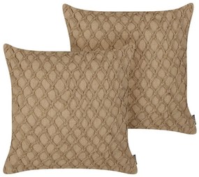 Conjunto de 2 almofadas decorativas em algodão creme 45 x 45 cm COLLOMIA Beliani