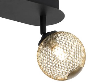 Foco preto com dourado 2 luzes - Athens Wire Rústico