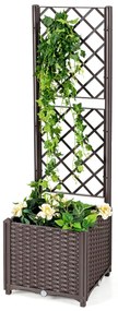 Floreira com treliças com rega automática para vinhas, legumes, ervas, jardins, pátios, varandas, 40 x 40 x 135 cm castanho