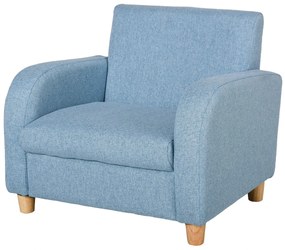 HOMCOM Sofá Infantil Mini Sofá para Crianças acima de 3 anos com Assento Acolchoado Apoio para os Braços e Estrutura de Madeira Carga Máx. 65kg 49x45x44cm Azul