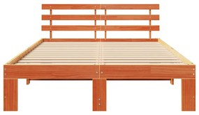 Estrutura de Cama de Madeira de Pinho Castanho Encerado